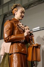 GIGI HADID on the Backstage of Fendi Fashion Show in Milan 02/20/2020