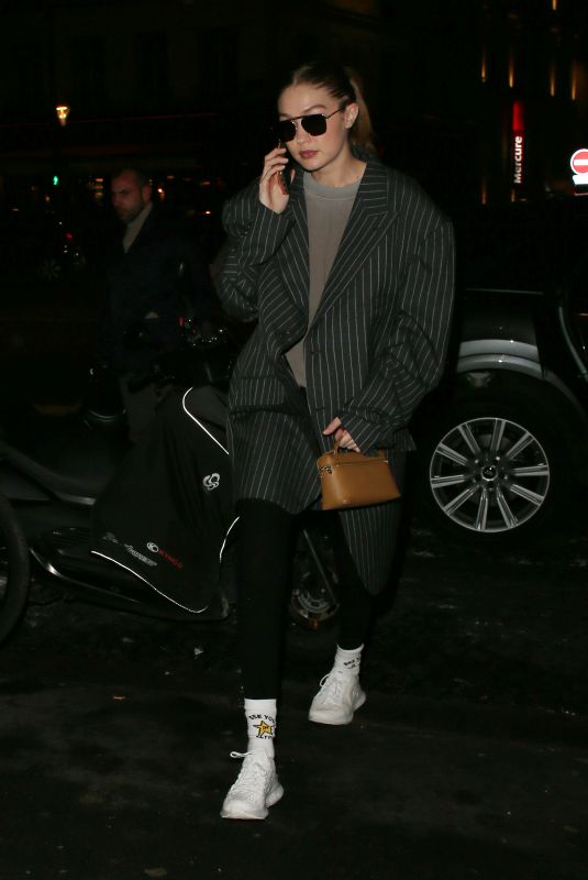 GIGI HADID Out for Dinner in Paris 02/28/2020