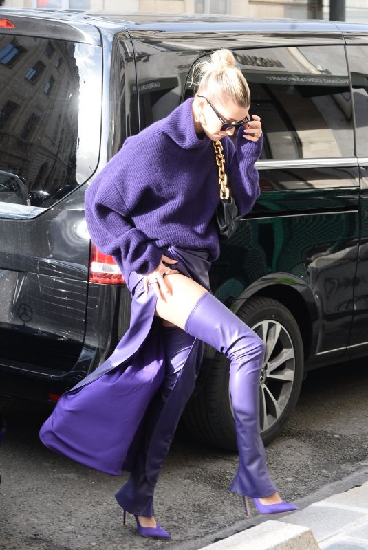 HAILEY BIEBER All in Purple at Montaigne Market Store in Pars 02/26/2020