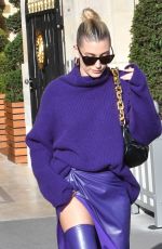 HAILEY BIEBER All in Purple at Montaigne Market Store in Pars 02/26/2020