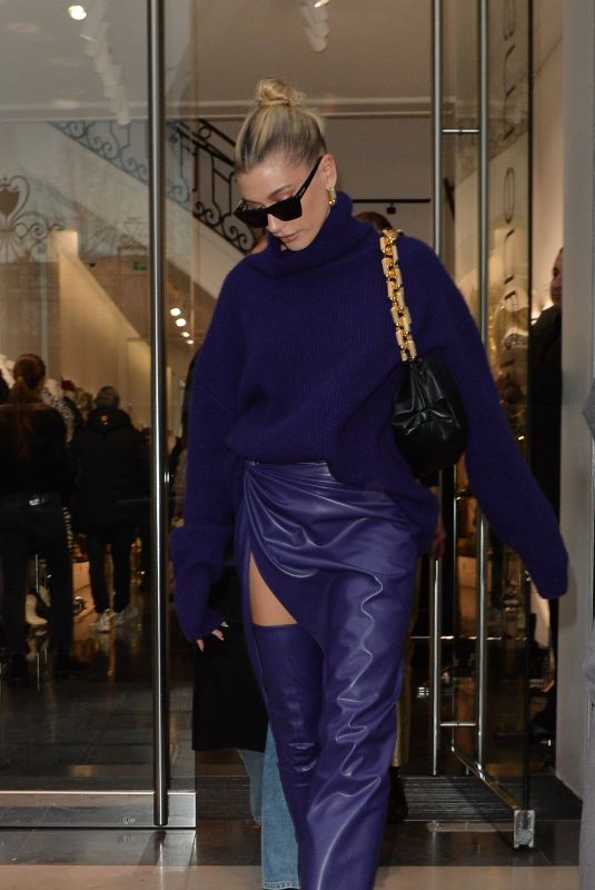HAILEY BIEBER Leaves Balenciaga Store in Paris 02/26/2020