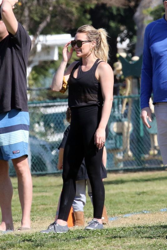 HILARY DUFF at Her Sons Flag Football Game in Los Angeles 02/08/2020