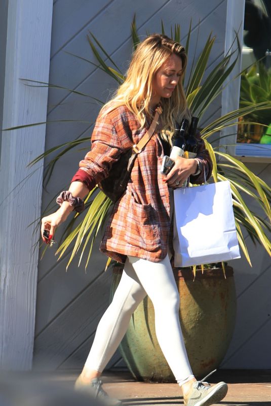 HILARY DUFF Buys Red Wine in Beverly Hills 02/14/2020