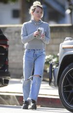 HILARY DUFF in Ripped Denim Out for Coffee in Los Angeles 02/27/2020