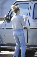 HILARY DUFF in Ripped Denim Out for Coffee in Los Angeles 02/27/2020