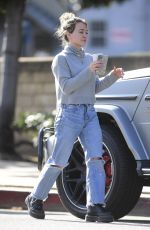 HILARY DUFF in Ripped Denim Out for Coffee in Los Angeles 02/27/2020
