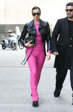 IRINA SHAYK Arrives at Versace Fashion Show at MFW in Milan 02/21/2020