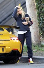 JESSICA HART Out with Her Dog in Los Angeles 02/05/2020
