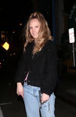 JUNO TEMPLE Out for Dinner in West Hollywood 02/02/2020