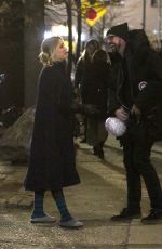 KALEY CUOCO on the Evening Set of The Flight Attendant at Airport in New York 02/25/2020