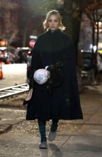 KALEY CUOCO on the Evening Set of The Flight Attendant at Airport in New York 02/25/2020