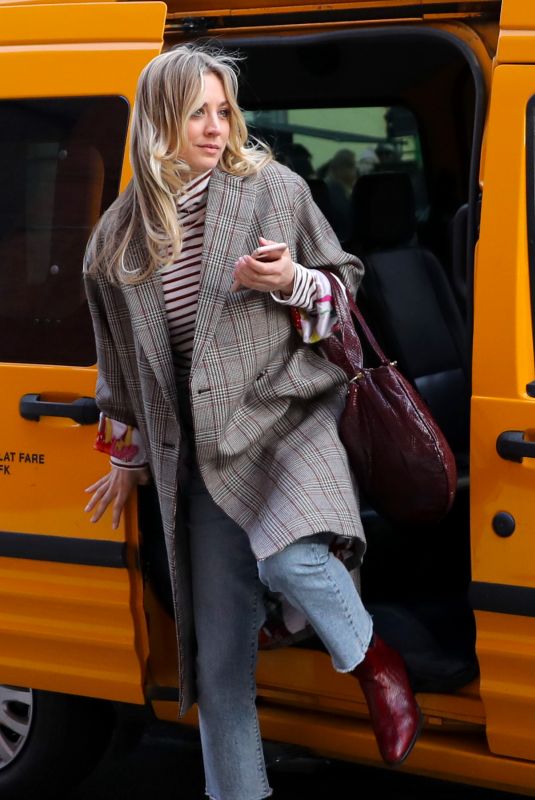 KALEY CUOCO on the Set of The Flight Attendant in Brooklyn 02/24/2020