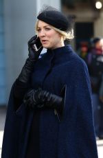 KALEY CUOCO on the Set of The Flight Attendant in New York 02/12/2020