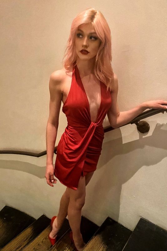 KATHERINE MCNAMARA in Red Dress - Instagram Photo 02/15/2020