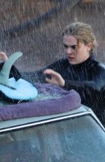 KIERNAN SHIPKA on the Set of Swimming with Sharks in Malibu 02/28/20