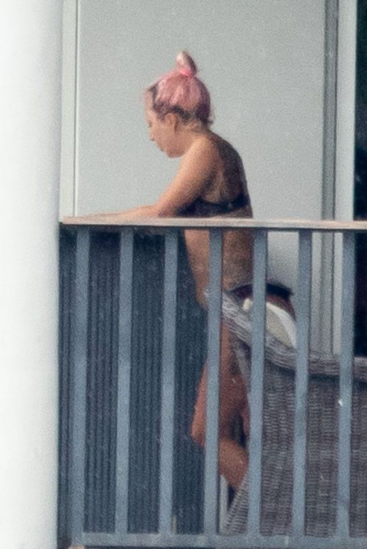 LADY GAGA at Balcony on Her Hotel in Miami 02/01/2020