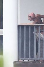 LADY GAGA at Balcony on Her Hotel in Miami 02/01/2020