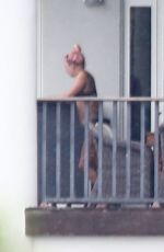 LADY GAGA at Balcony on Her Hotel in Miami 02/01/2020