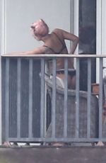 LADY GAGA at Balcony on Her Hotel in Miami 02/01/2020