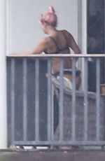 Gaga at the balcony of her hotel in Rio de Janeiro - Lady 