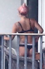 LADY GAGA at Balcony on Her Hotel in Miami 02/01/2020