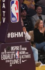 LESLIE MANN at a Basketball Game in Los Angeles 02/25/2020