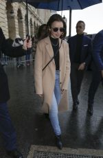 LILY COLLINS Leaves Her Hotel in Paris 02/26/2020