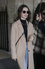 LILY COLLINS Leaves Her Hotel in Paris 02/26/2020