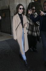 LILY COLLINS Leaves Her Hotel in Paris 02/26/2020