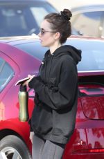 LILY COLLINS Leaves Pilates Class in West Hollywood 02/12/2020