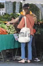 LILY COLLINS Shopping at Farmers Market in Los Angeles 02/02/2020