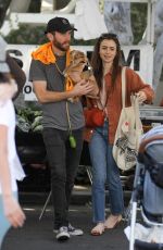 LILY COLLINS Shopping at Farmers Market in Los Angeles 02/02/2020