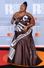LIZZO at Brit Awards 2020 in London 02/18/2020