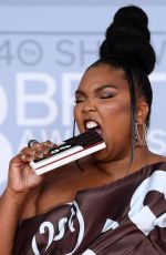 LIZZO at Brit Awards 2020 in London 02/18/2020