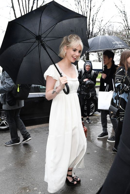 LUCY BOYNTON Arrives at Chloe Fashion Show at PFW in Paris 02/27/2020