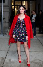 LUCY HALE Arrives at Buzzfeed AM to DM in New York 02/13/2020