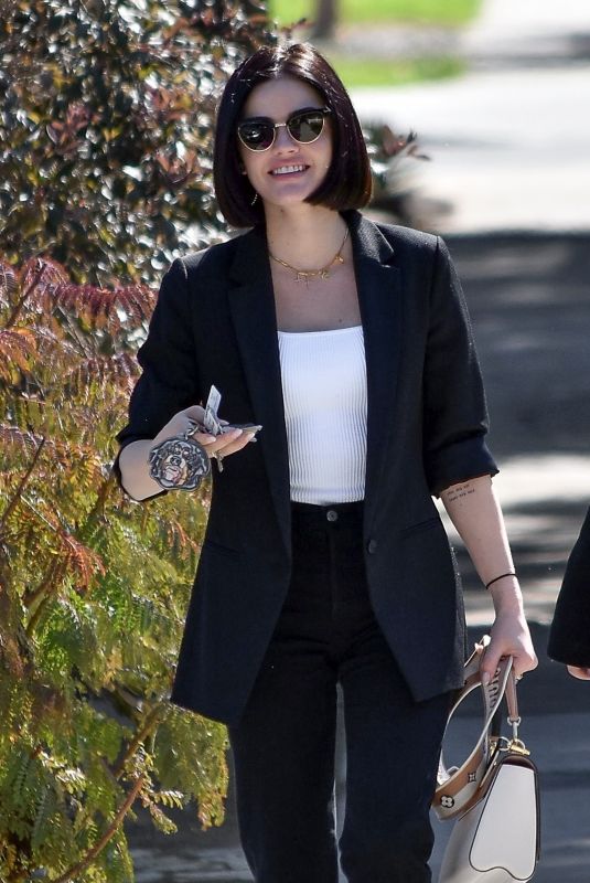 LUCY HALE at Aroma Cafe in Studio City 02/24/2020