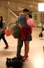 LUCY HALE at Katy Keene Set inside Grand Central Station in New York 02/07/2020