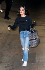 LUCY HALE in Ripped Jeans Arrives at Jimmy Kimmel Live in Los Angeles 02/12/2020