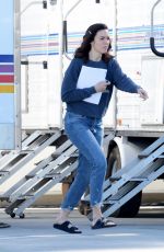 MANDY MOORE on the Set of This Is Us in Los Angeles 02/04/2020