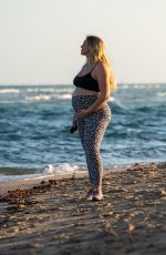 Pregnant ISKRA LAWRENCE at a Beach in Miami 02/11/2020