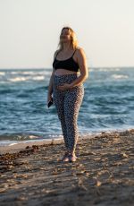 Pregnant ISKRA LAWRENCE at a Beach in Miami 02/11/2020
