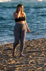 Pregnant ISKRA LAWRENCE at a Beach in Miami 02/11/2020