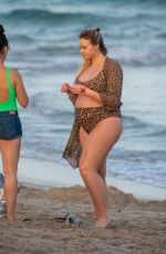 Pregnant ISKRA LAWRENCE in Bikini on the Beach in Miami 02/13/2020