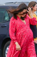 Pregnant JENNA DEWAN in a Red Dress Out in Los Angeles 02/21/2020