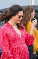 Pregnant JENNA DEWAN in a Red Dress Out in Los Angeles 02/21/2020