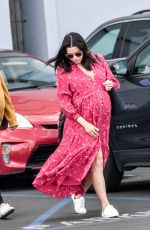 Pregnant JENNA DEWAN in a Red Dress Out in Los Angeles 02/21/2020