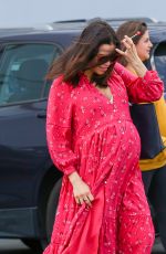 Pregnant JENNA DEWAN in a Red Dress Out in Los Angeles 02/21/2020