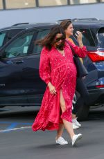 Pregnant JENNA DEWAN in a Red Dress Out in Los Angeles 02/21/2020
