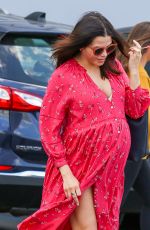 Pregnant JENNA DEWAN in a Red Dress Out in Los Angeles 02/21/2020